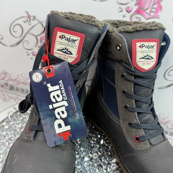 Pajar waterproof boots Navy and Charcoal Lace-Up Winter Boot with Brown Sole main image 4